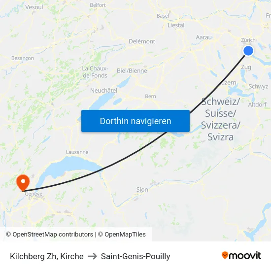 Kilchberg Zh, Kirche to Saint-Genis-Pouilly map