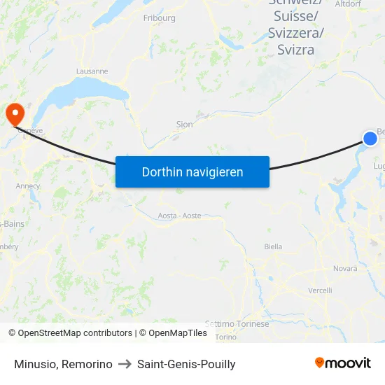Minusio, Remorino to Saint-Genis-Pouilly map
