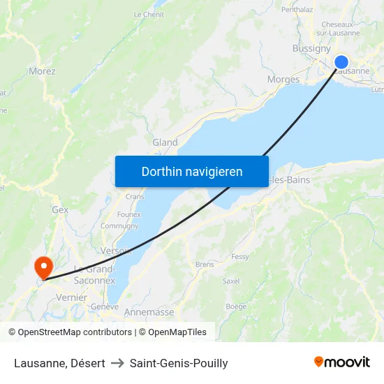 Lausanne, Désert to Saint-Genis-Pouilly map