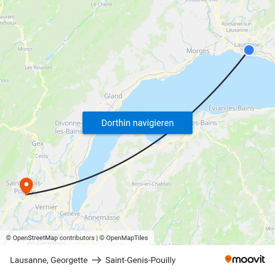 Lausanne, Georgette to Saint-Genis-Pouilly map