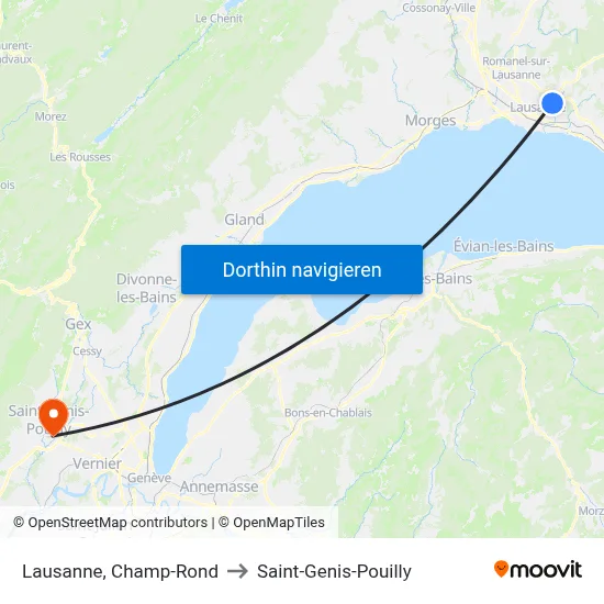 Lausanne, Champ-Rond to Saint-Genis-Pouilly map