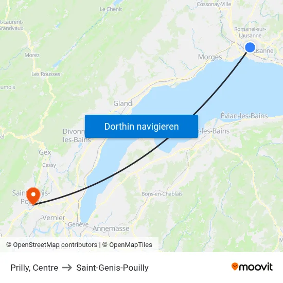 Prilly, Centre to Saint-Genis-Pouilly map