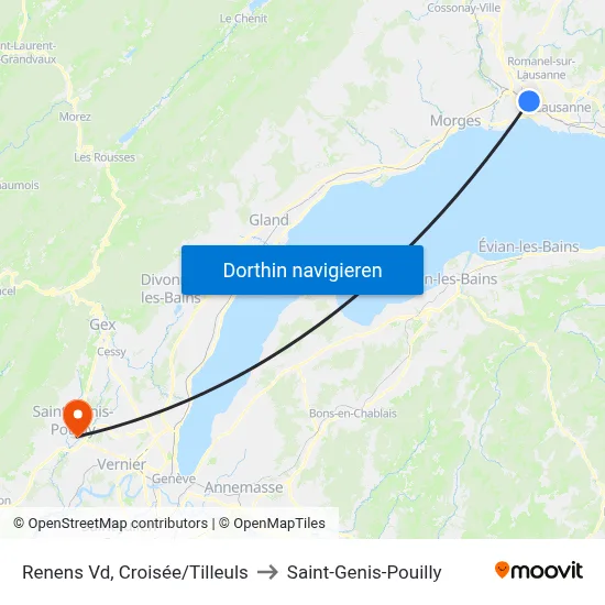 Renens Vd, Croisée/Tilleuls to Saint-Genis-Pouilly map