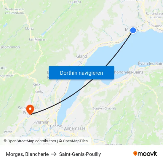 Morges, Blancherie to Saint-Genis-Pouilly map