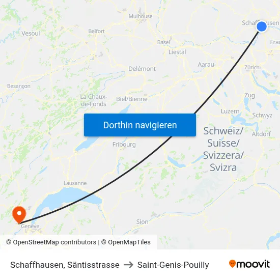Schaffhausen, Säntisstrasse to Saint-Genis-Pouilly map