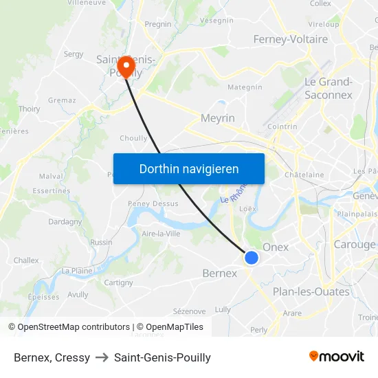 Bernex, Cressy to Saint-Genis-Pouilly map