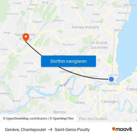 Genève, Chantepoulet to Saint-Genis-Pouilly map