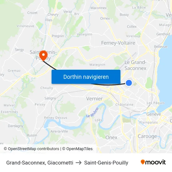 Grand-Saconnex, Giacometti to Saint-Genis-Pouilly map
