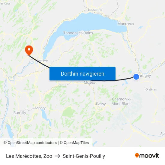 Les Marécottes, Zoo to Saint-Genis-Pouilly map