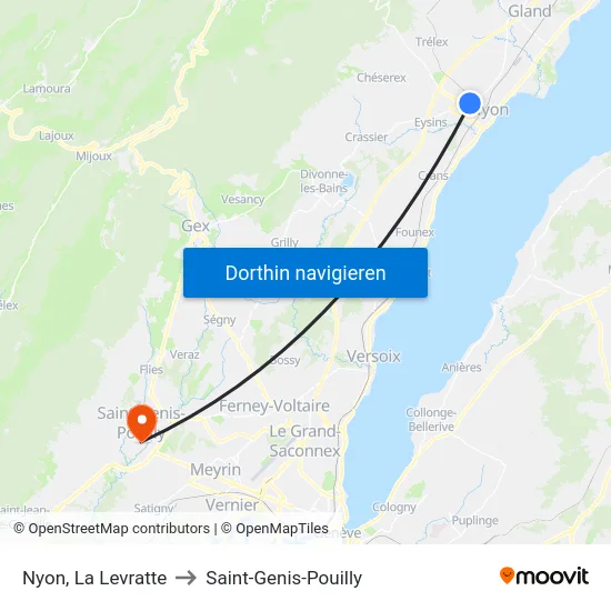 Nyon, La Levratte to Saint-Genis-Pouilly map