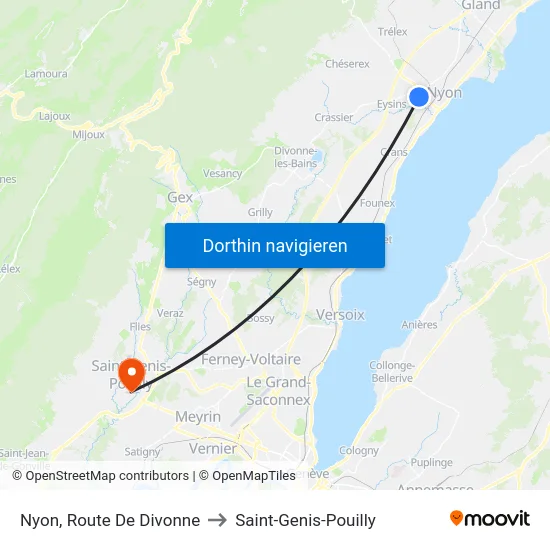 Nyon, Route De Divonne to Saint-Genis-Pouilly map