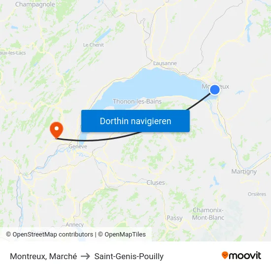 Montreux, Marché to Saint-Genis-Pouilly map