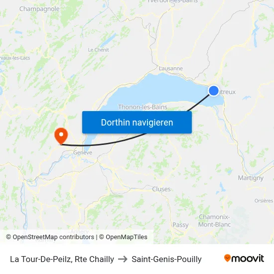 La Tour-De-Peilz, Rte Chailly to Saint-Genis-Pouilly map