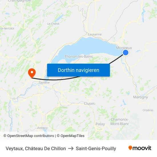 Veytaux, Château De Chillon to Saint-Genis-Pouilly map