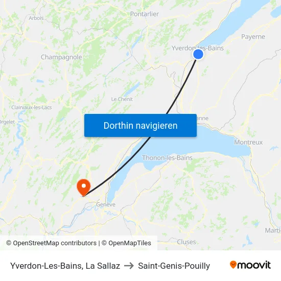 Yverdon-Les-Bains, La Sallaz to Saint-Genis-Pouilly map