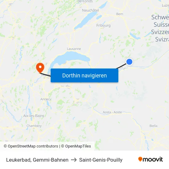 Leukerbad, Gemmi-Bahnen to Saint-Genis-Pouilly map