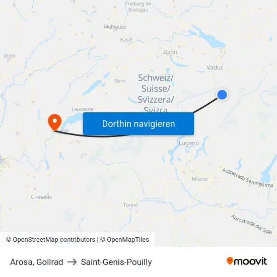 Arosa, Gollrad to Saint-Genis-Pouilly map