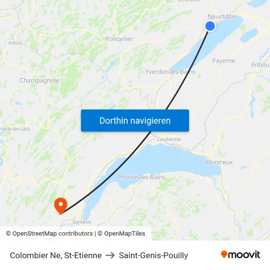 Colombier Ne, St-Etienne to Saint-Genis-Pouilly map