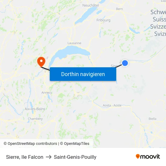 Sierre, Ile Falcon to Saint-Genis-Pouilly map