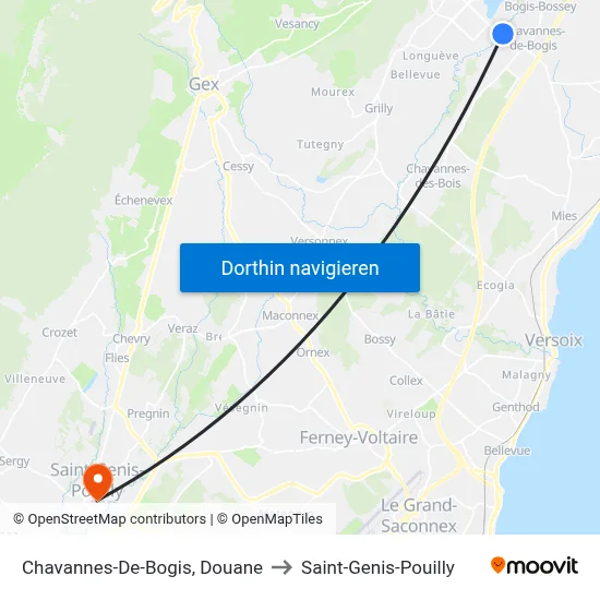 Chavannes-De-Bogis, Douane to Saint-Genis-Pouilly map