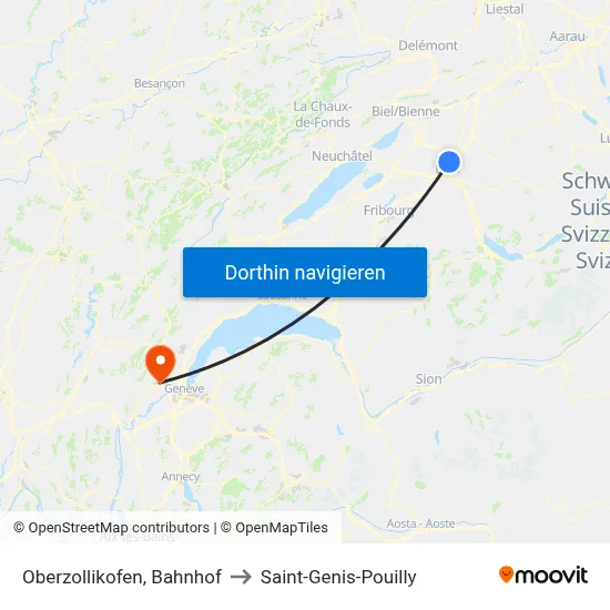 Oberzollikofen, Bahnhof to Saint-Genis-Pouilly map