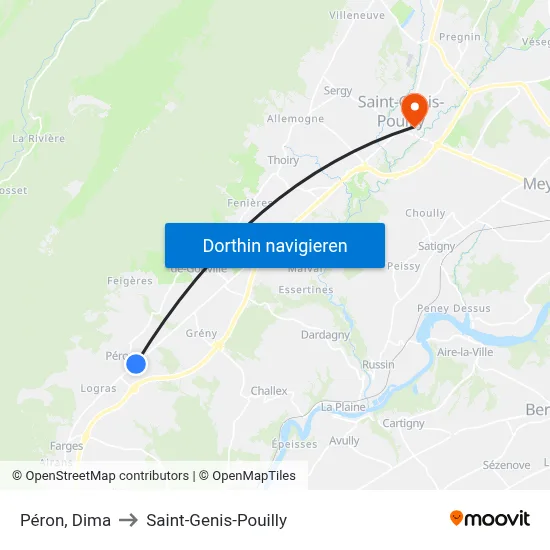 Péron, Dima to Saint-Genis-Pouilly map