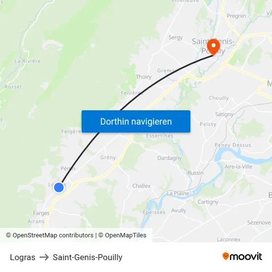 Logras to Saint-Genis-Pouilly map