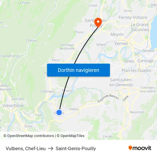 Vulbens, Chef-Lieu to Saint-Genis-Pouilly map
