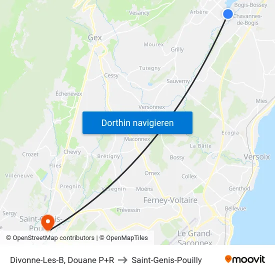 Divonne-Les-B, Douane P+R to Saint-Genis-Pouilly map