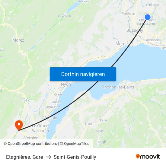 Etagnières, Village to Saint-Genis-Pouilly map