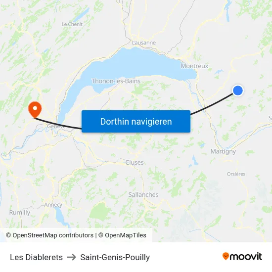 Les Diablerets to Saint-Genis-Pouilly map