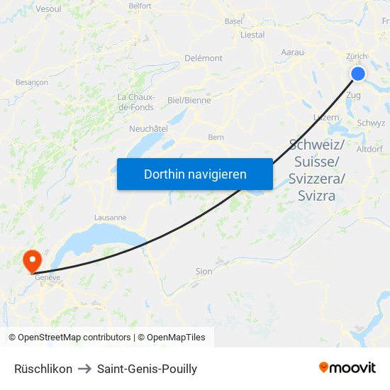 Rüschlikon to Saint-Genis-Pouilly map