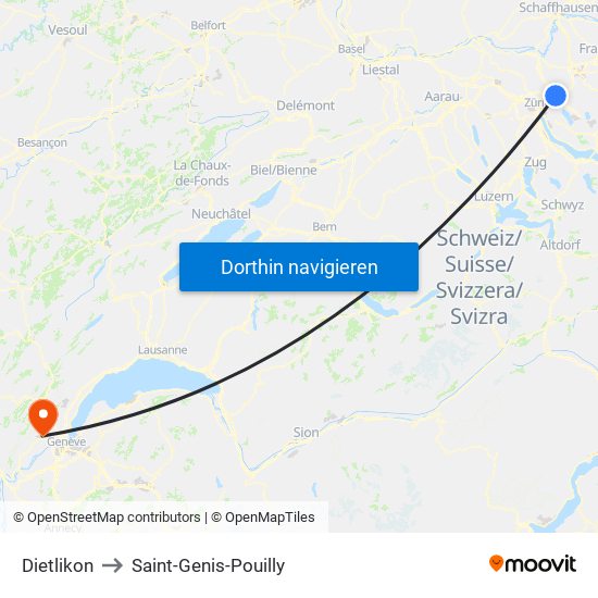 Dietlikon to Saint-Genis-Pouilly map