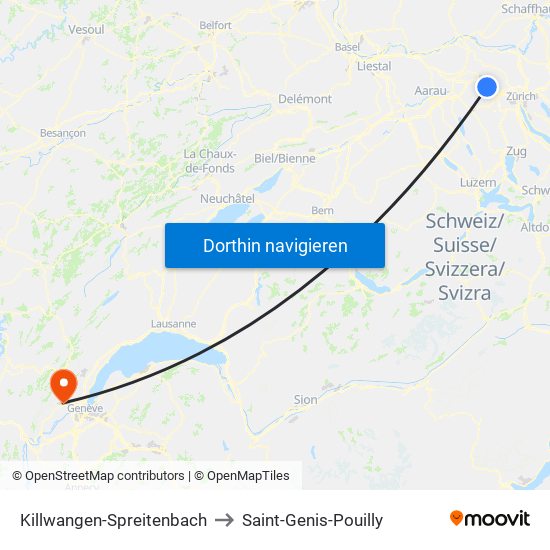 Killwangen-Spreitenbach to Saint-Genis-Pouilly map