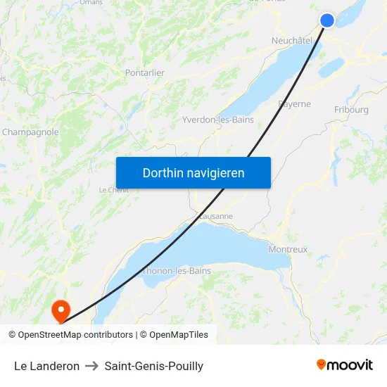 Le Landeron to Saint-Genis-Pouilly map