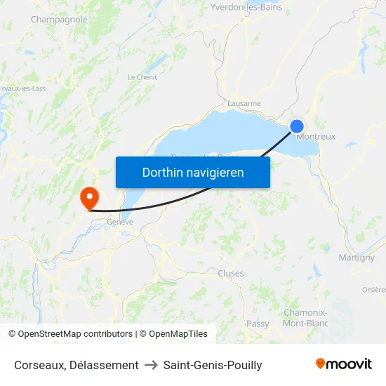 Corseaux, Délassement to Saint-Genis-Pouilly map