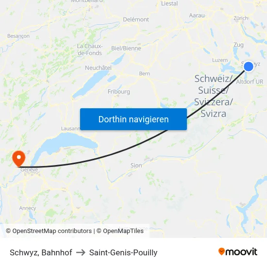 Schwyz, Bahnhof to Saint-Genis-Pouilly map