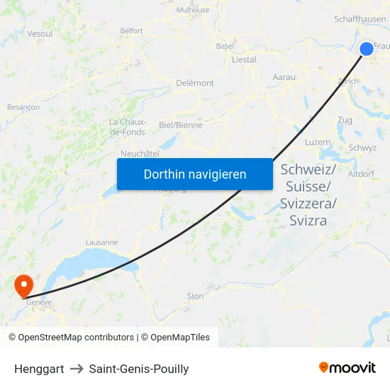 Henggart to Saint-Genis-Pouilly map