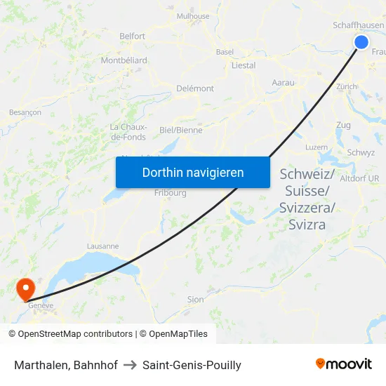 Marthalen, Bahnhof to Saint-Genis-Pouilly map