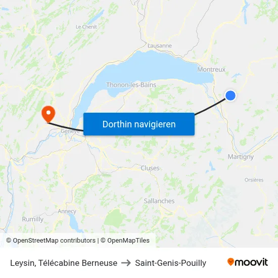 Leysin, Télécabine Berneuse to Saint-Genis-Pouilly map