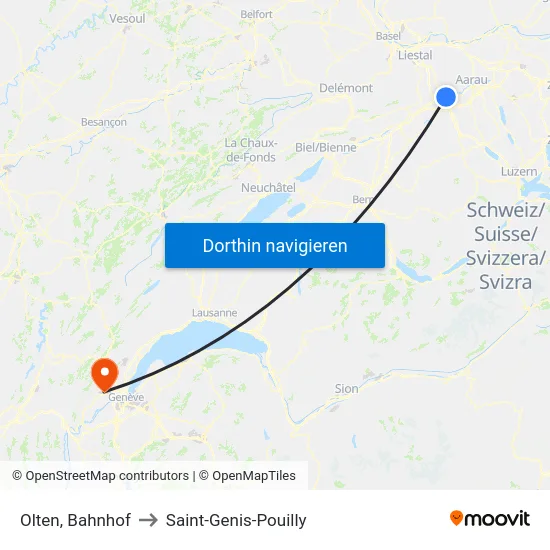 Olten, Bahnhof to Saint-Genis-Pouilly map