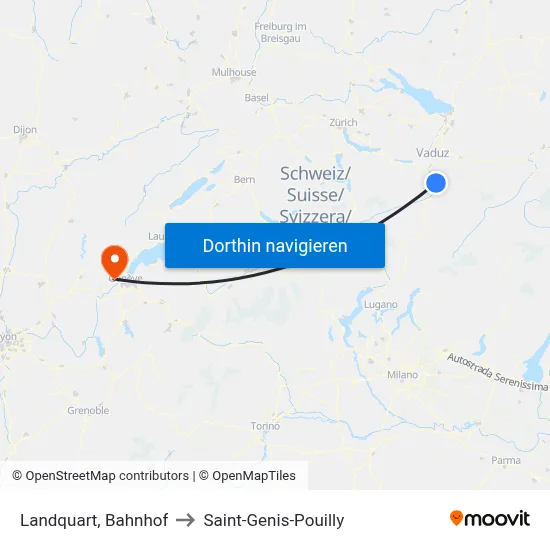 Landquart, Bahnhof to Saint-Genis-Pouilly map