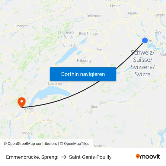 Emmenbrücke, Sprengi to Saint-Genis-Pouilly map