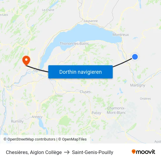 Chesières, Aiglon Collège to Saint-Genis-Pouilly map