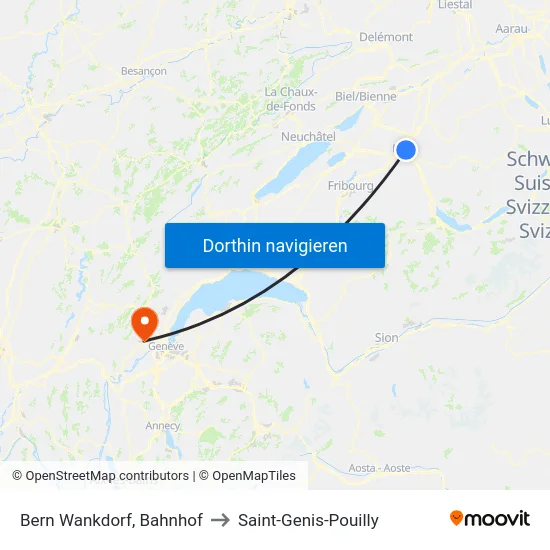Bern Wankdorf, Bahnhof to Saint-Genis-Pouilly map