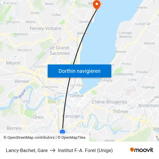 Lancy-Bachet, Gare to Institut F.-A. Forel (Unige) map