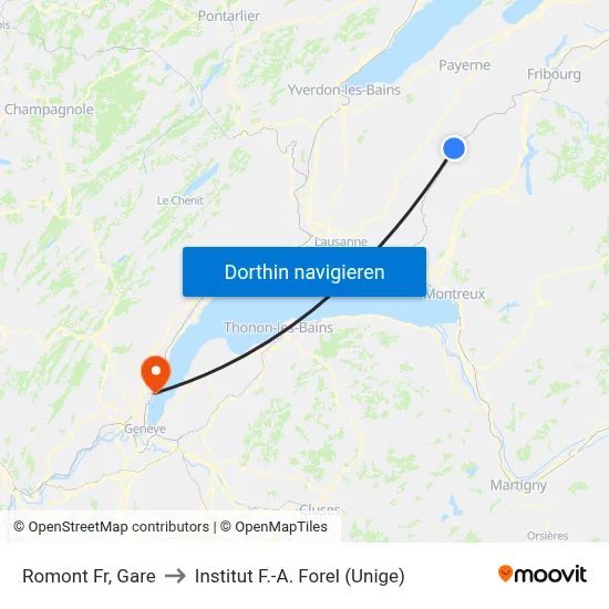 Romont Fr, Gare to Institut F.-A. Forel (Unige) map