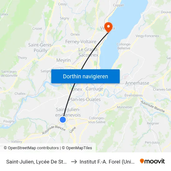Saint-Julien, Lycée De Staël to Institut F.-A. Forel (Unige) map