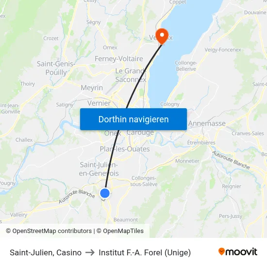 Saint-Julien, Casino to Institut F.-A. Forel (Unige) map