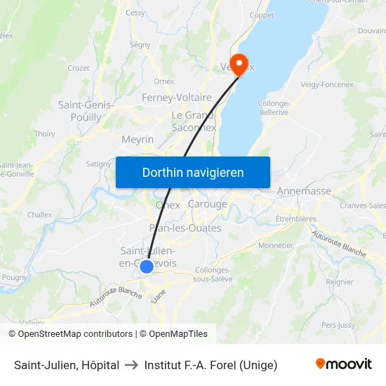 Saint-Julien, Hôpital to Institut F.-A. Forel (Unige) map